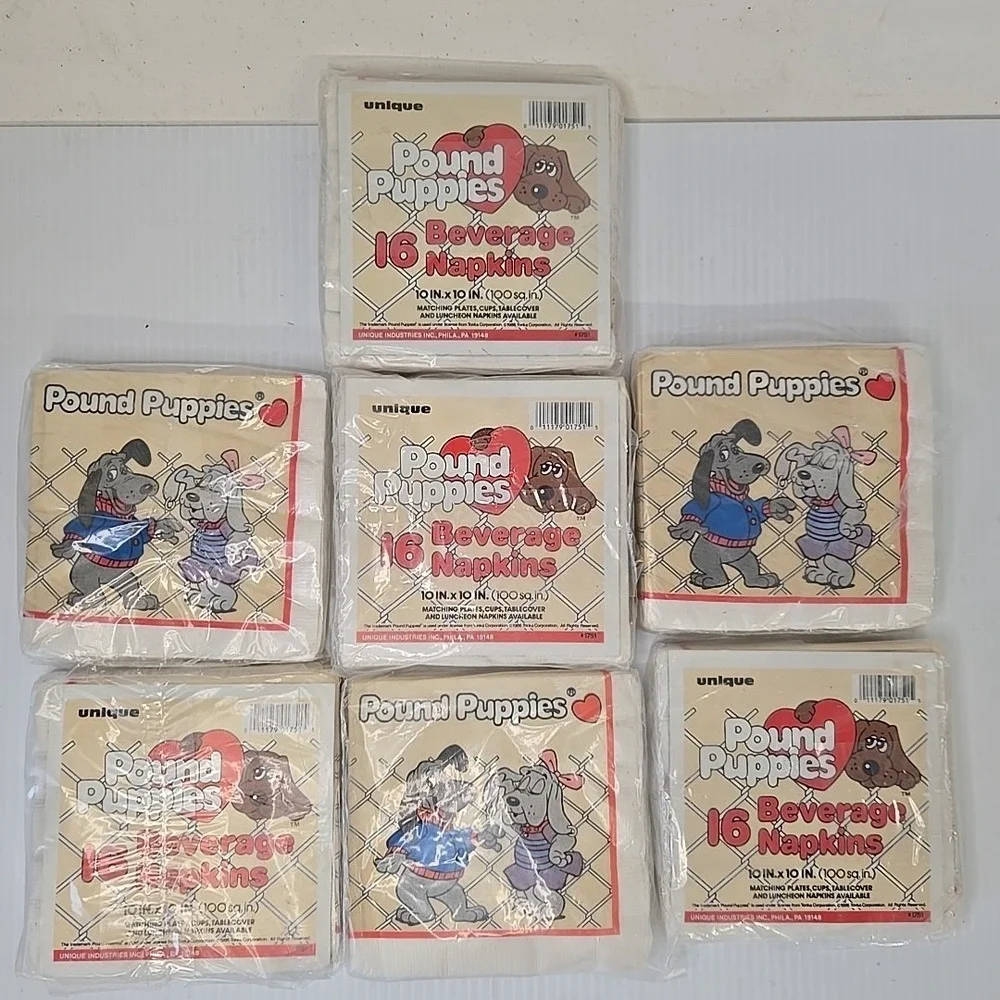 Vintage 1986 Tonka POUND PUPPIES PARTY Luncheon NAPKINS‎ NWT Birthday Dogs Lot